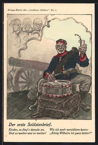 Künstler soldat mit - künstler-ak, pfeife